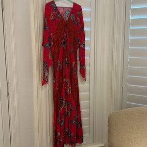 Johnny Was,  floral dress with birds